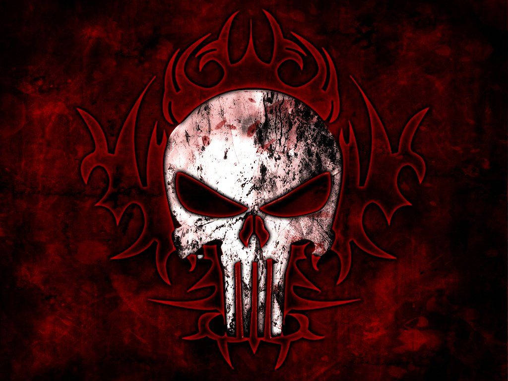 Punisher Skull Vintage Red Wallpaper