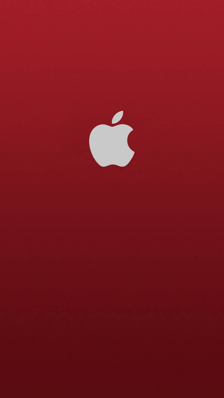 Pure Red With White Apple Logo Wallpaper