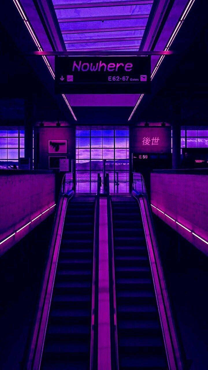 Purple Aesthetic Phone Airport Escalator Wallpaper