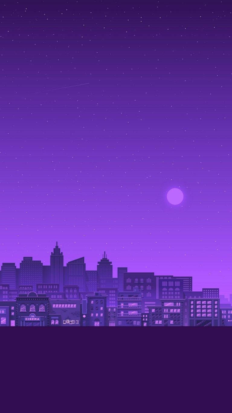 Purple Aesthetic Phone City Wallpaper