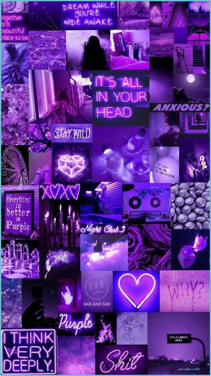 Purple Aesthetic Phone Neon Compilation Wallpaper