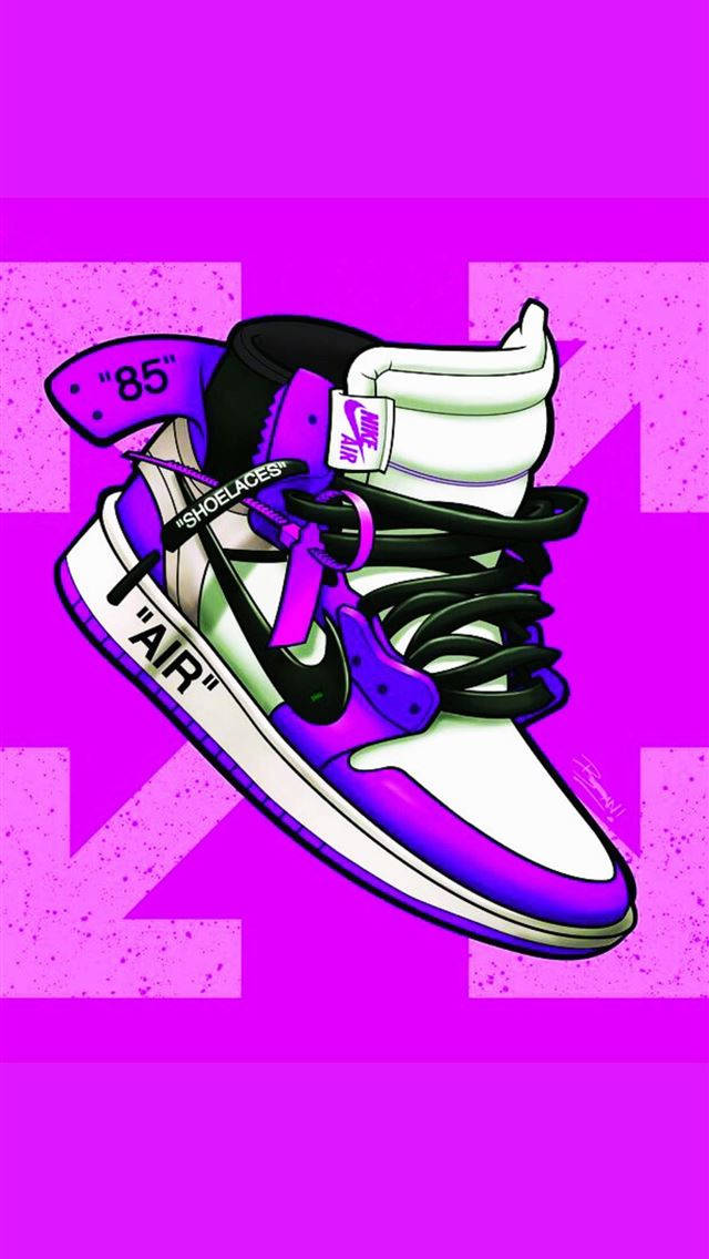 Purple Cartoon Jordan Shoes Wallpaper