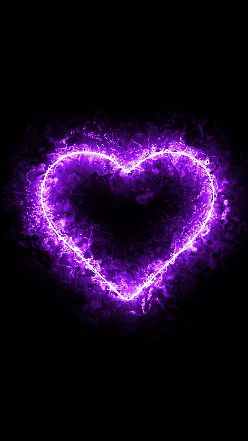 Purple Electric Heart Phone Wallpaper