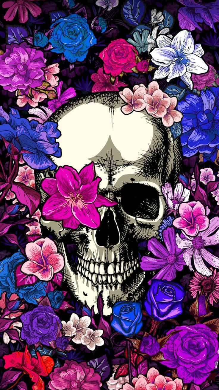 Purple Flowers For Day Of The Dead Wallpaper