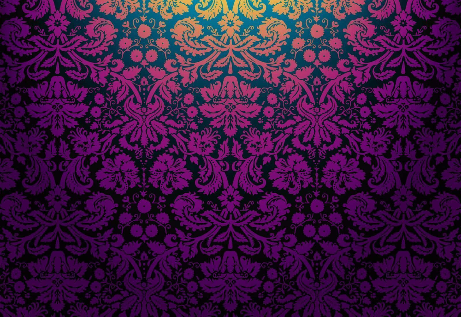 Purple Gothic Floral Pattern Art Wallpaper
