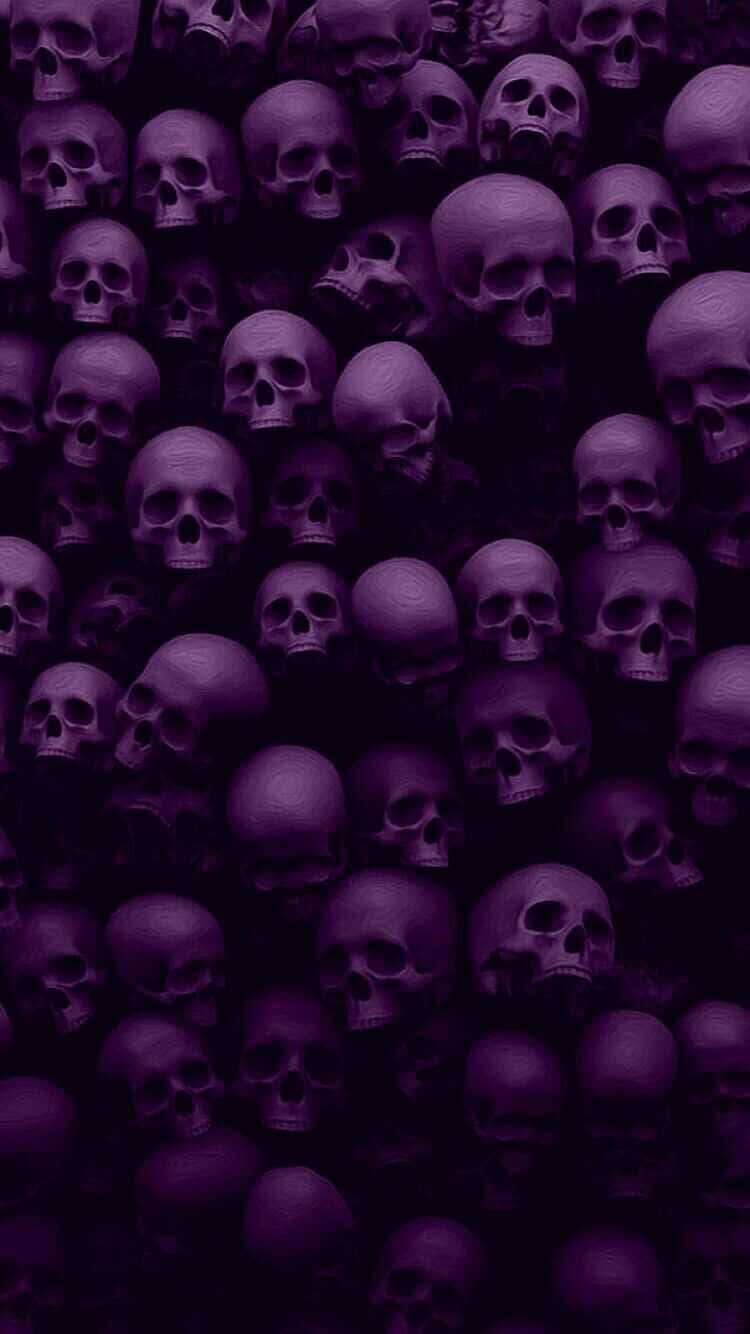 Purple Gothic Skeleton Heads Wallpaper