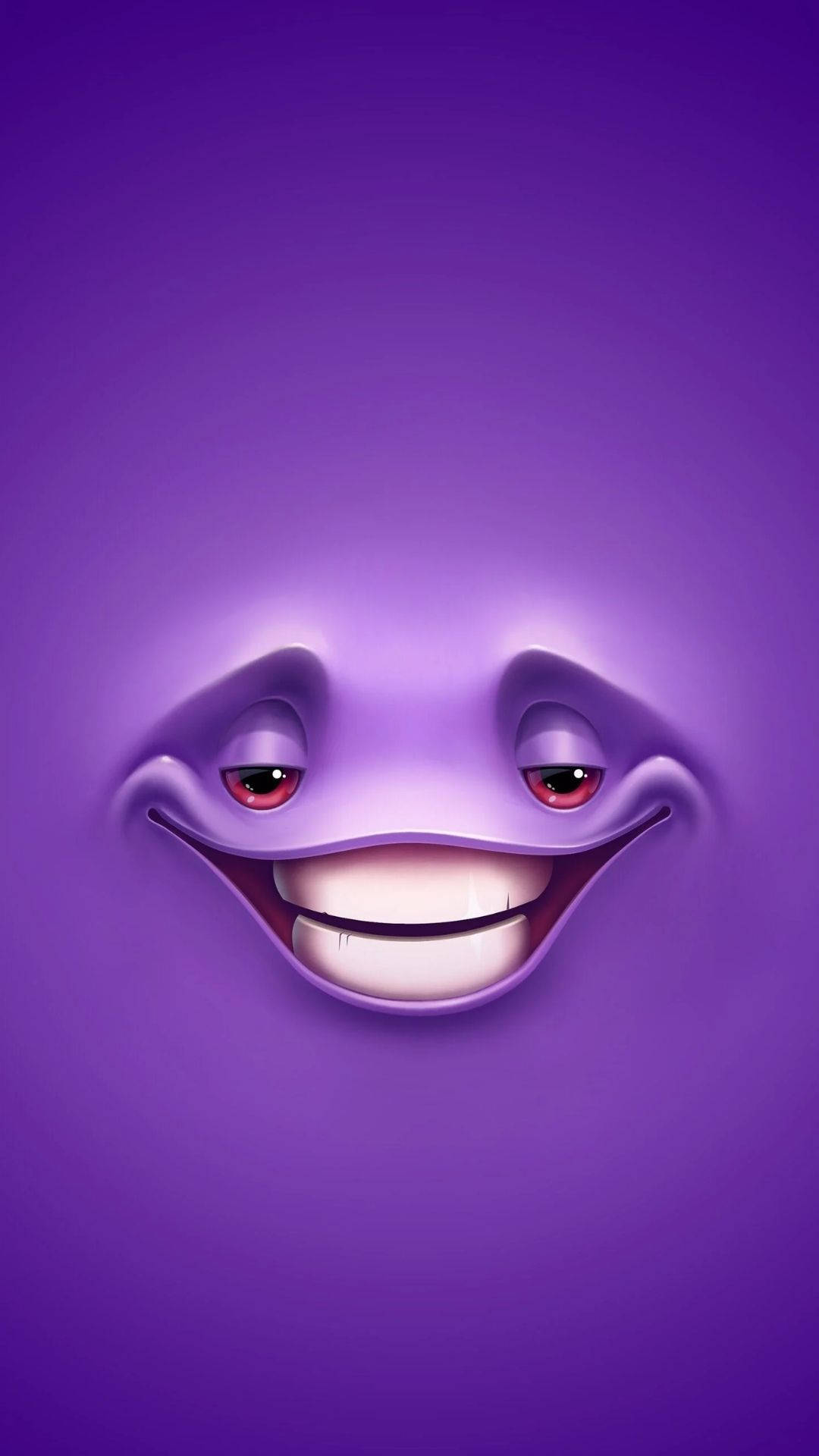 Purple Grinning Cartoon Face Wallpaper