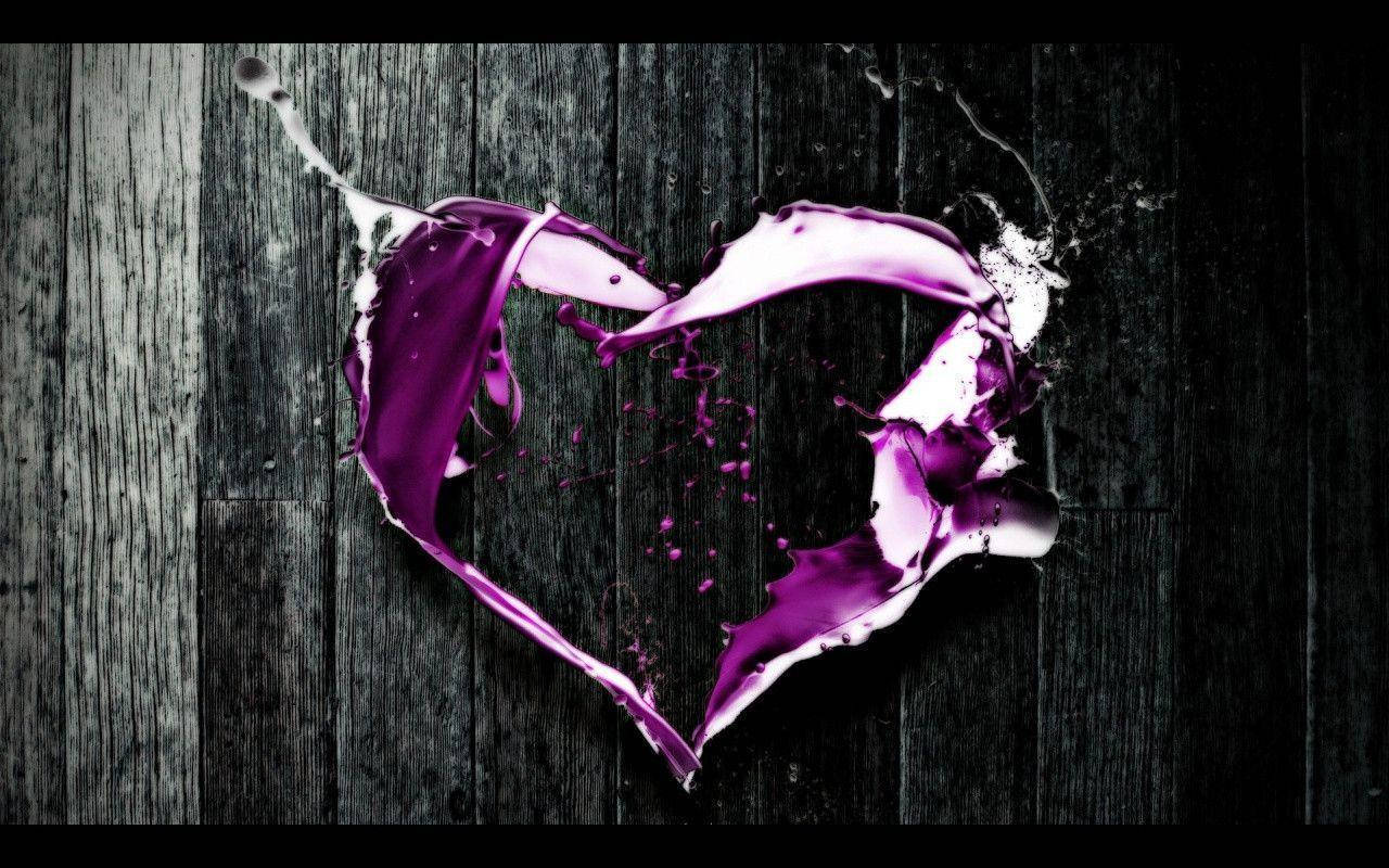 Purple Heart Water Effect Desktop Wallpaper