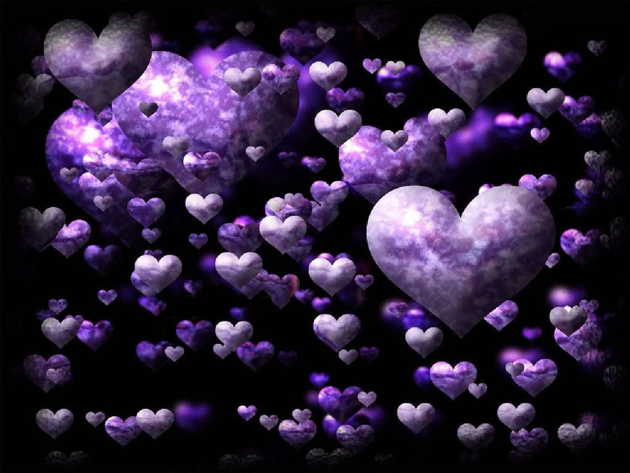 Purple Hearts With Different Sizes And Designs Wallpaper