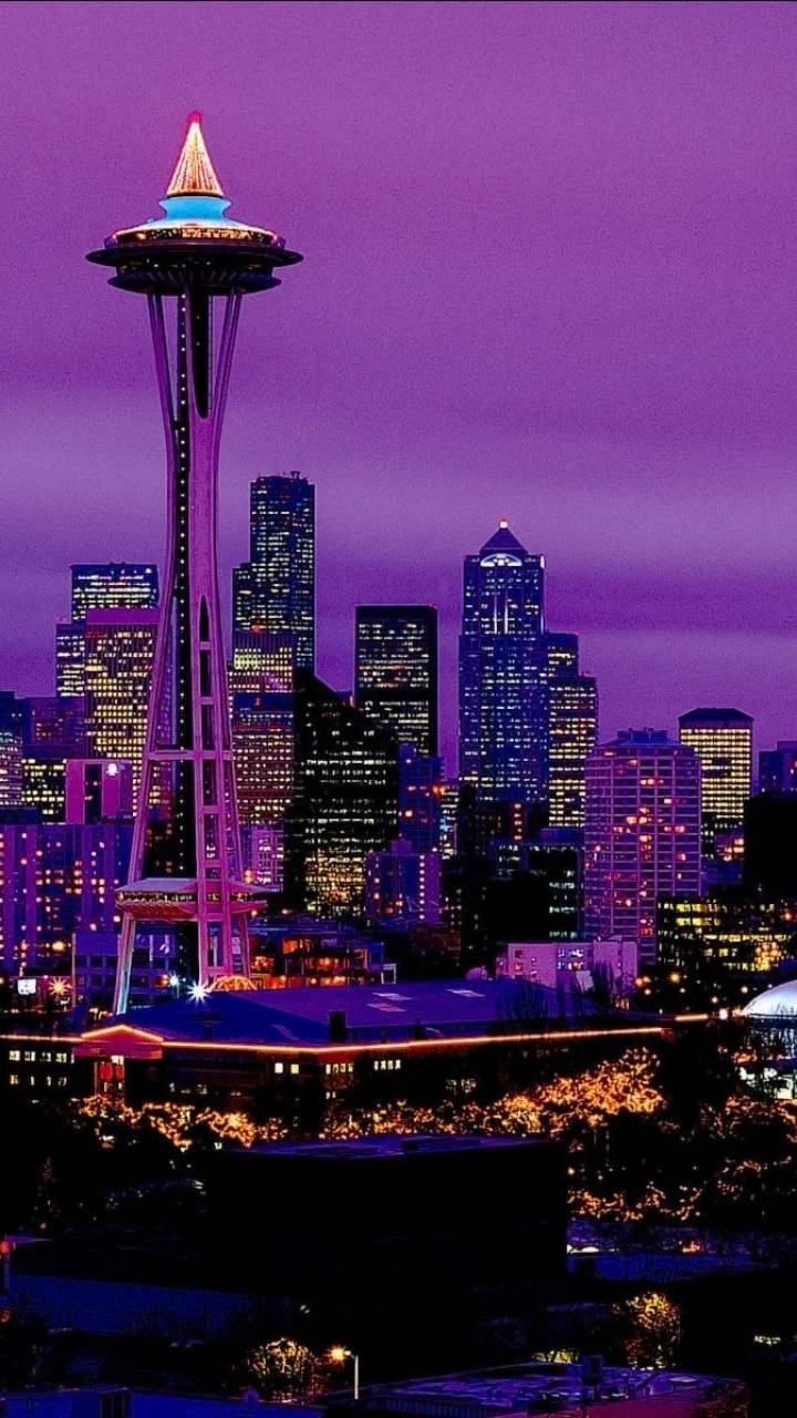 Purple Light City Of Seattle Iphone Wallpaper