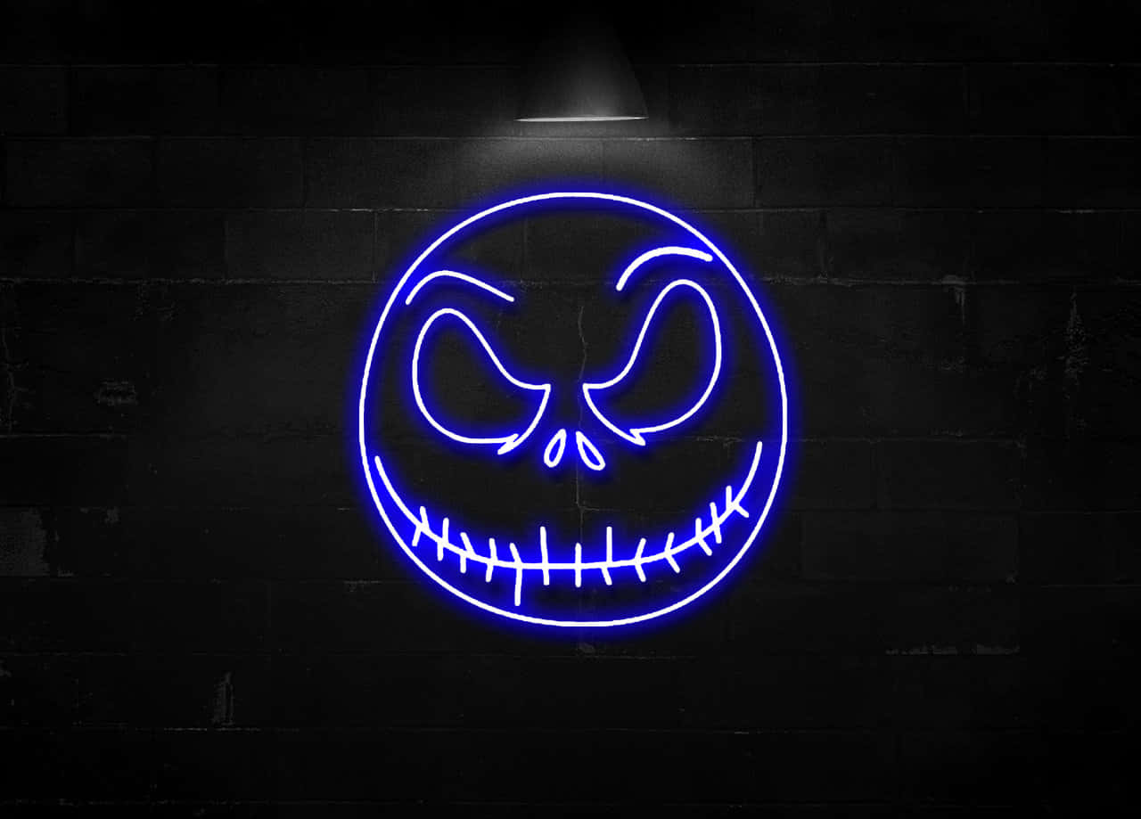 Purple Neon Halloween Face Wallpaper