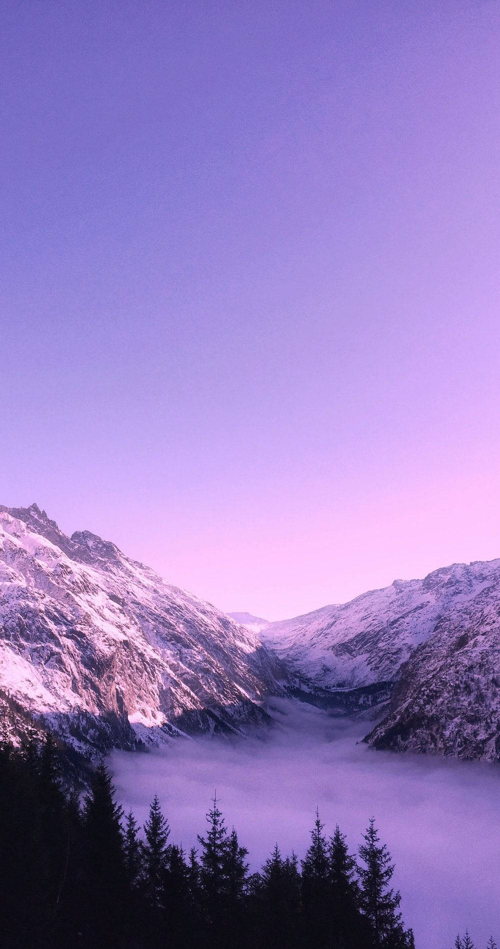 Purple Pastel Aesthetic Mountain Twilight Wallpaper