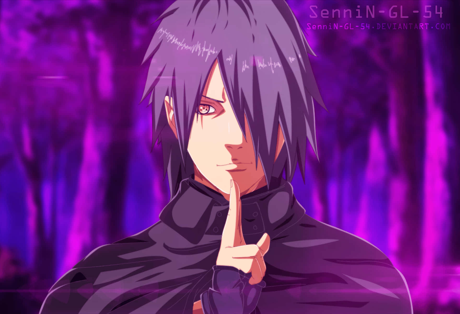 Purple Sasuke In All His Glory Wallpaper