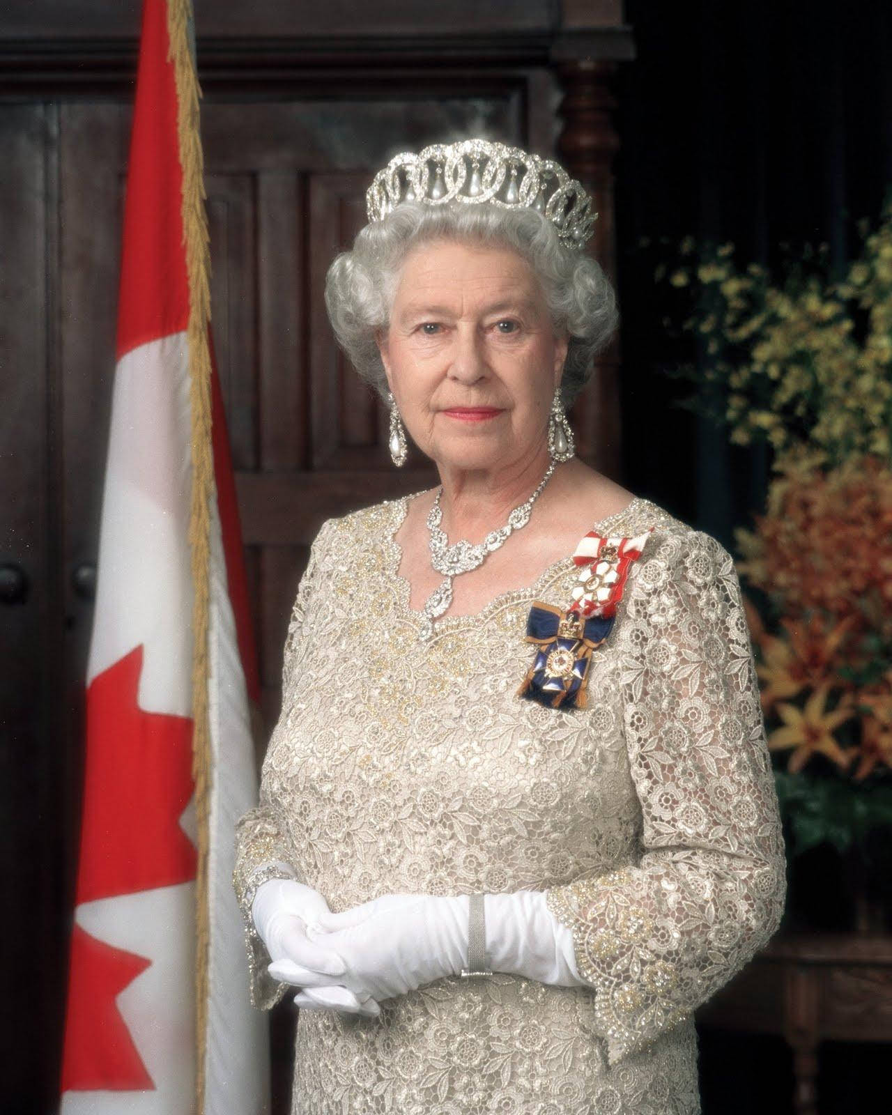 Queen Elizabeth With Canadian Flag Wallpaper