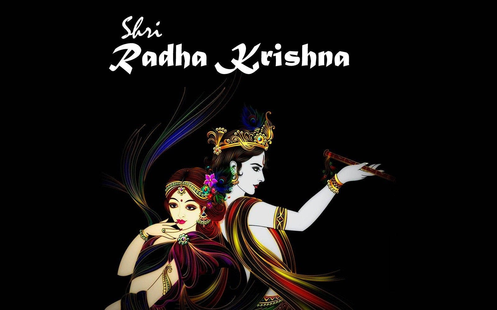 Radha Krishna 3d Black Wallpaper