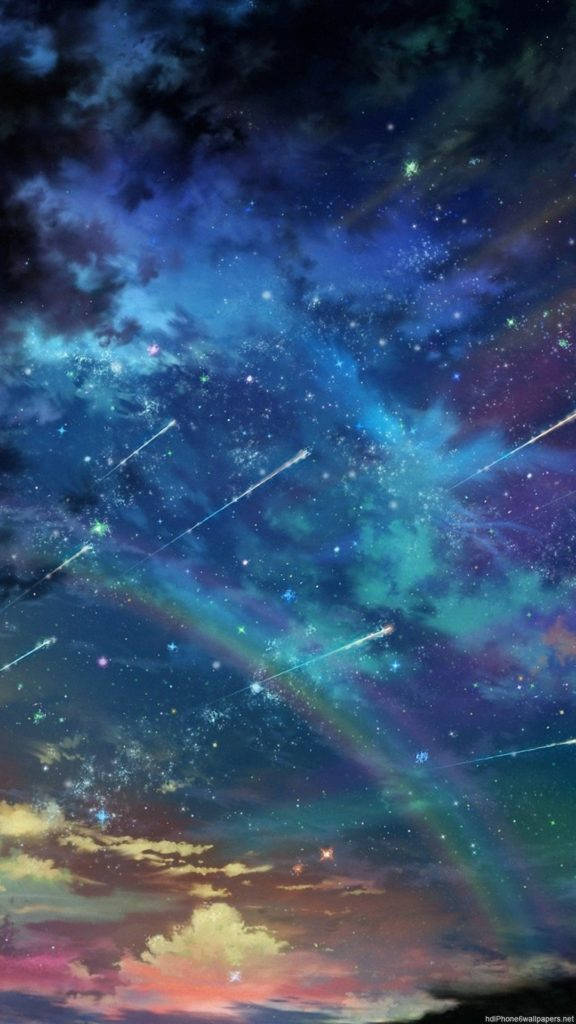 Rainbow And Shooting Stars Space Iphone Wallpaper