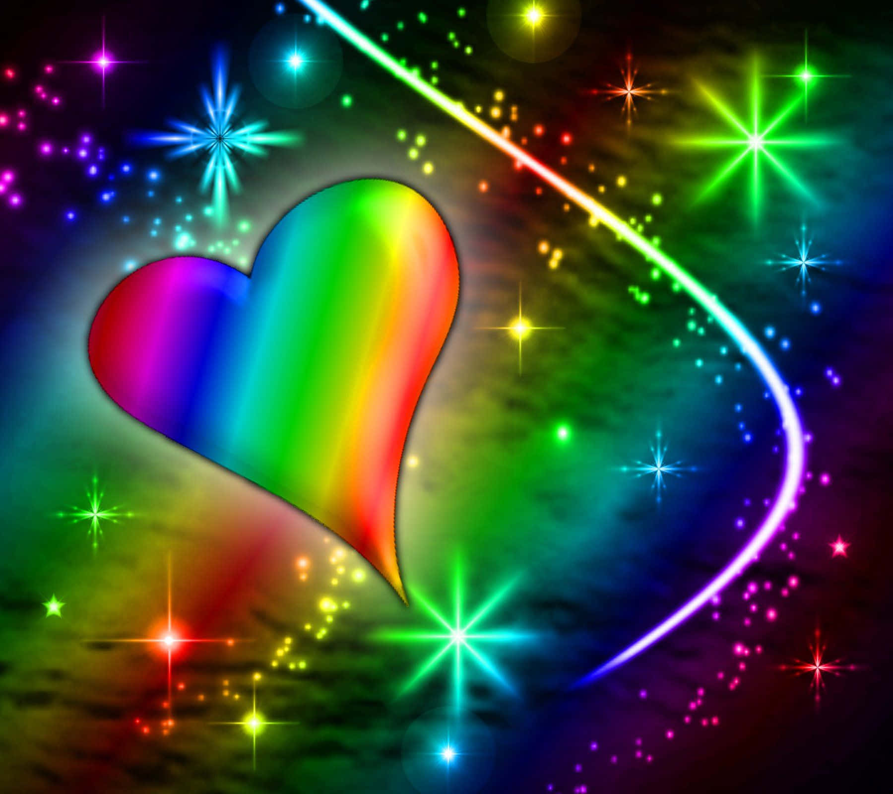 Rainbow Heart Graphics Wallpaper