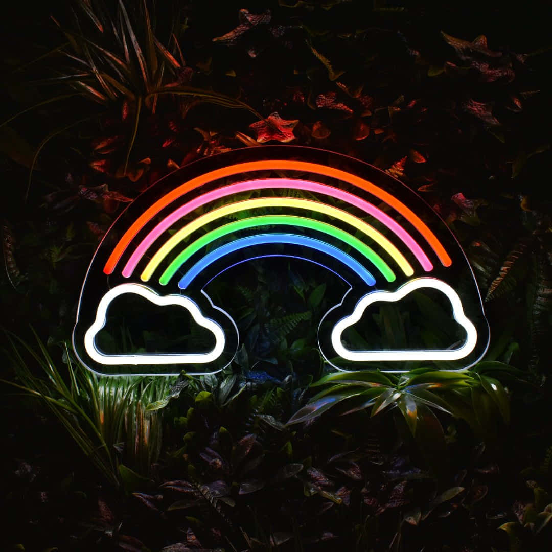 Rainbow Neon Aesthetic 1080 X 1080 Wallpaper