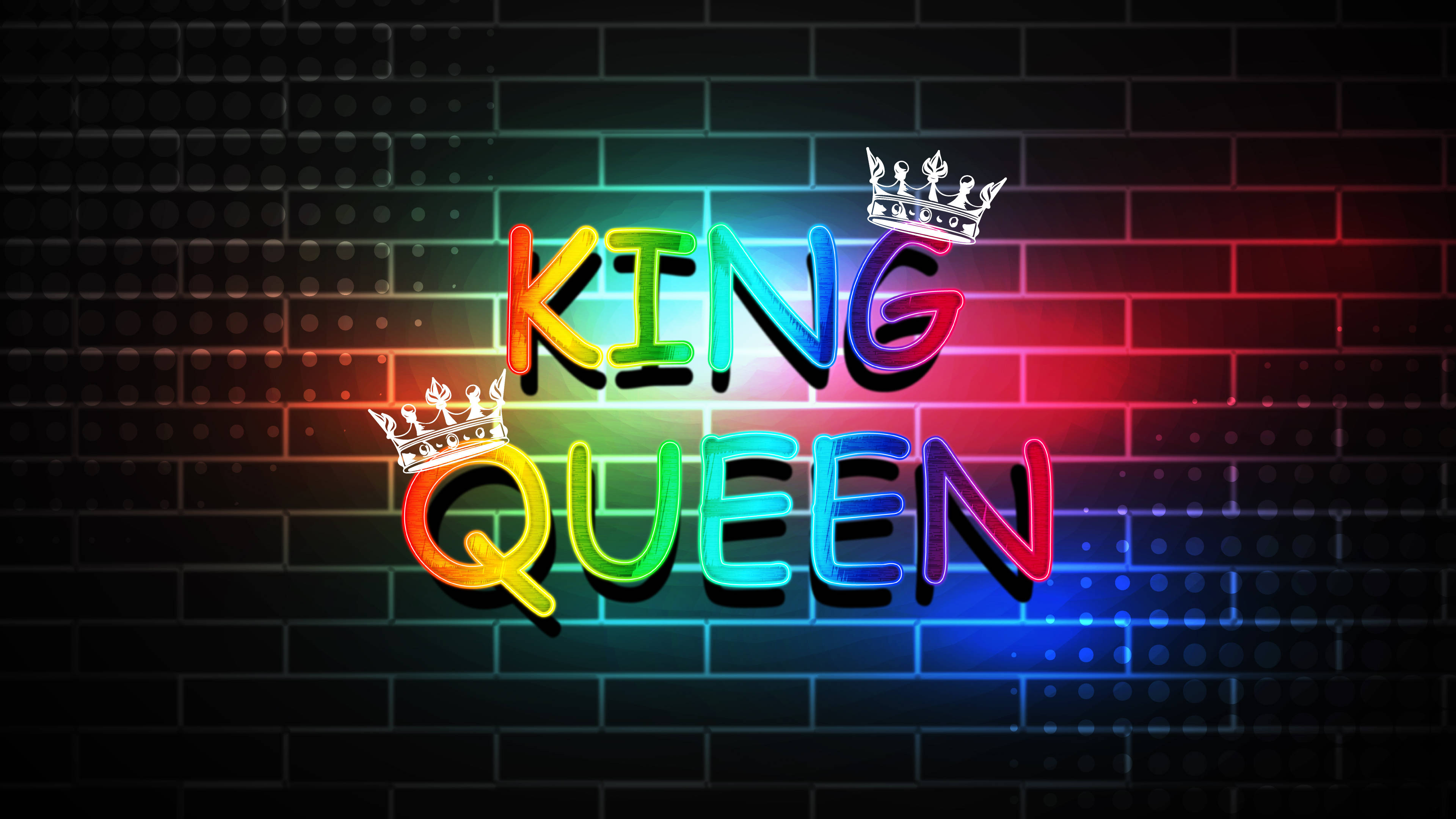 Rainbow Neon King And Queen Wallpaper