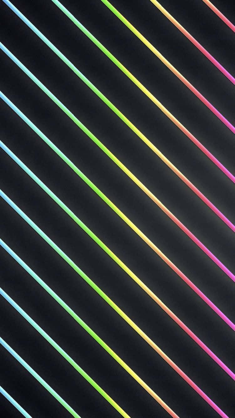 Rainbow Striped Lines On A Black Background Wallpaper