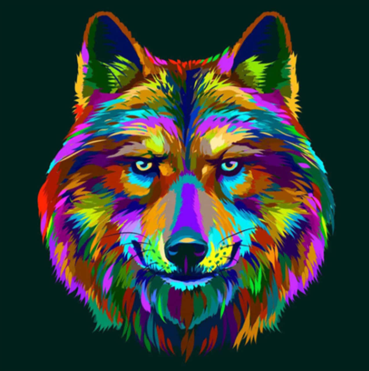 Rainbow Wolf Head Minimalist Wallpaper