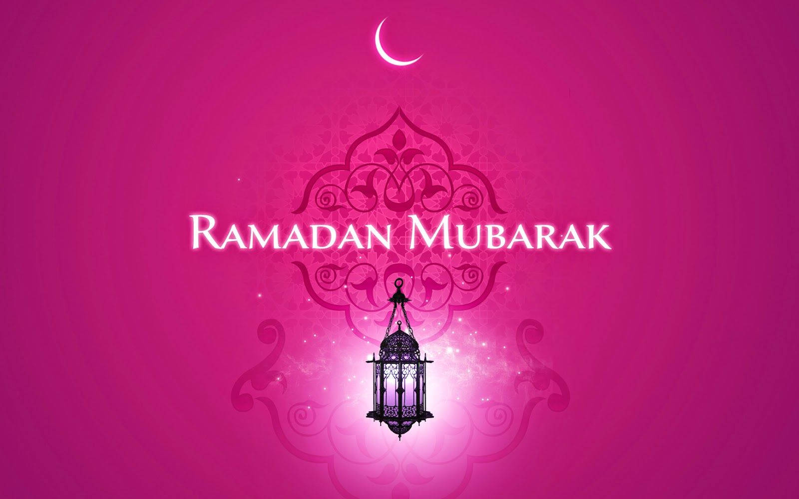 Ramadan Mubarak Pink Greetings Wallpaper