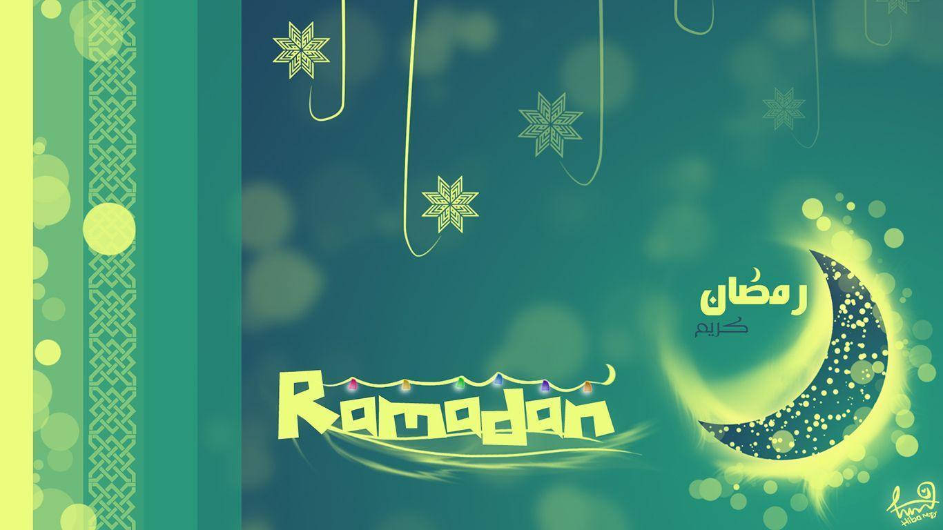 Ramadan Ornate Green Crescent Moon Wallpaper