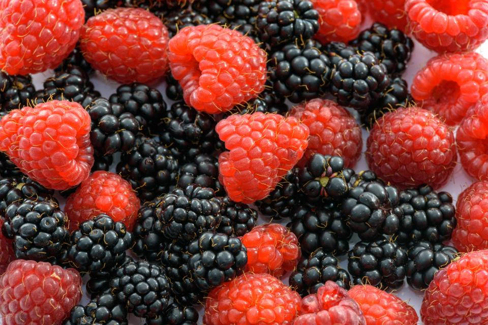 Raspberry And Blackberry Fruits In Yogurt Wallpaper