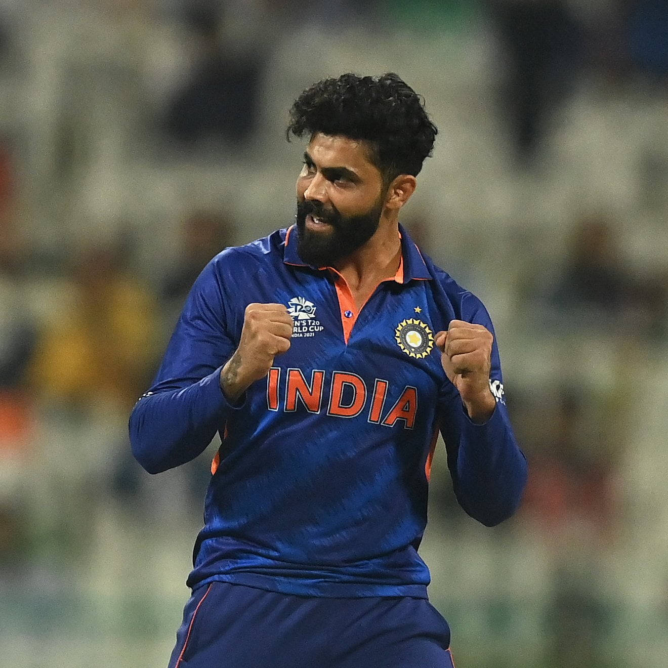 Ravindra Jadeja With Clenched Fists Wallpaper
