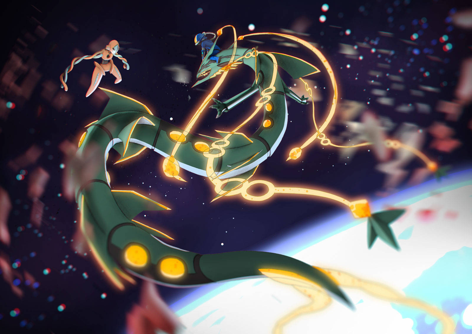 Rayquaza Battle In Space Wallpaper