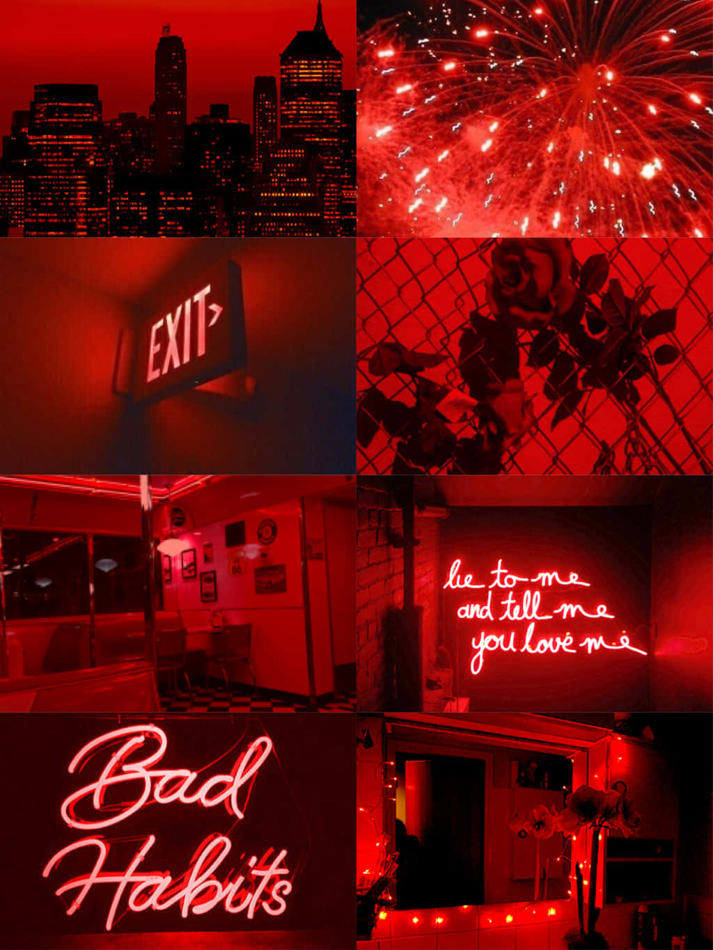 Red Aesthetic Tumblr Different Neon Signs And Photos Wallpaper