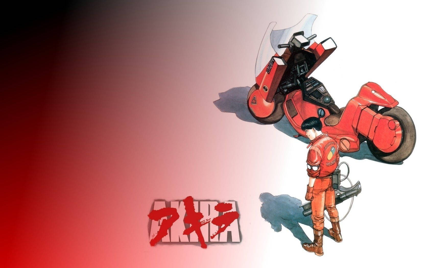 Red Akira Kaneda With Bike Wallpaper