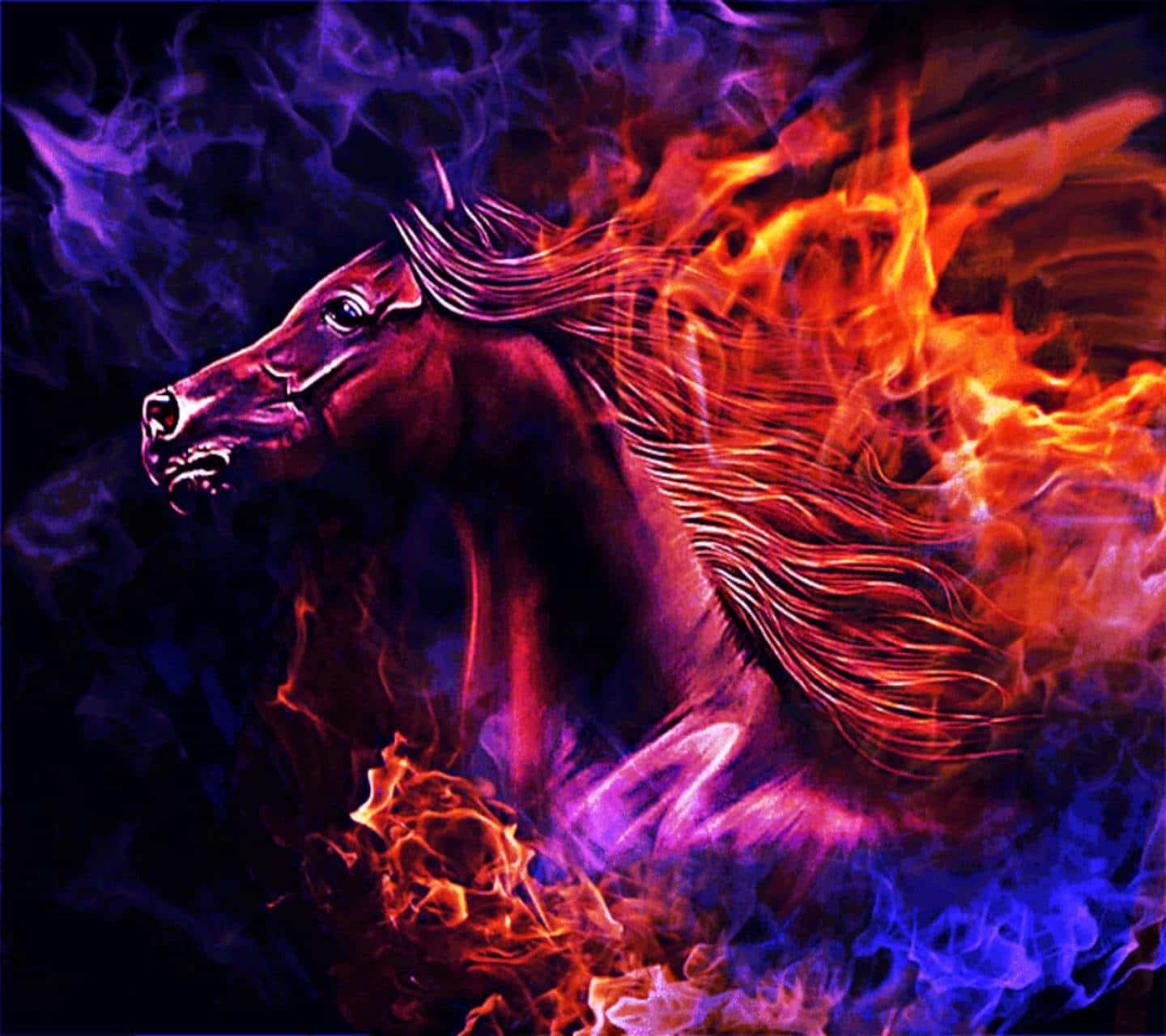 Red And Blue Fire Illuminating The Night Sky Wallpaper