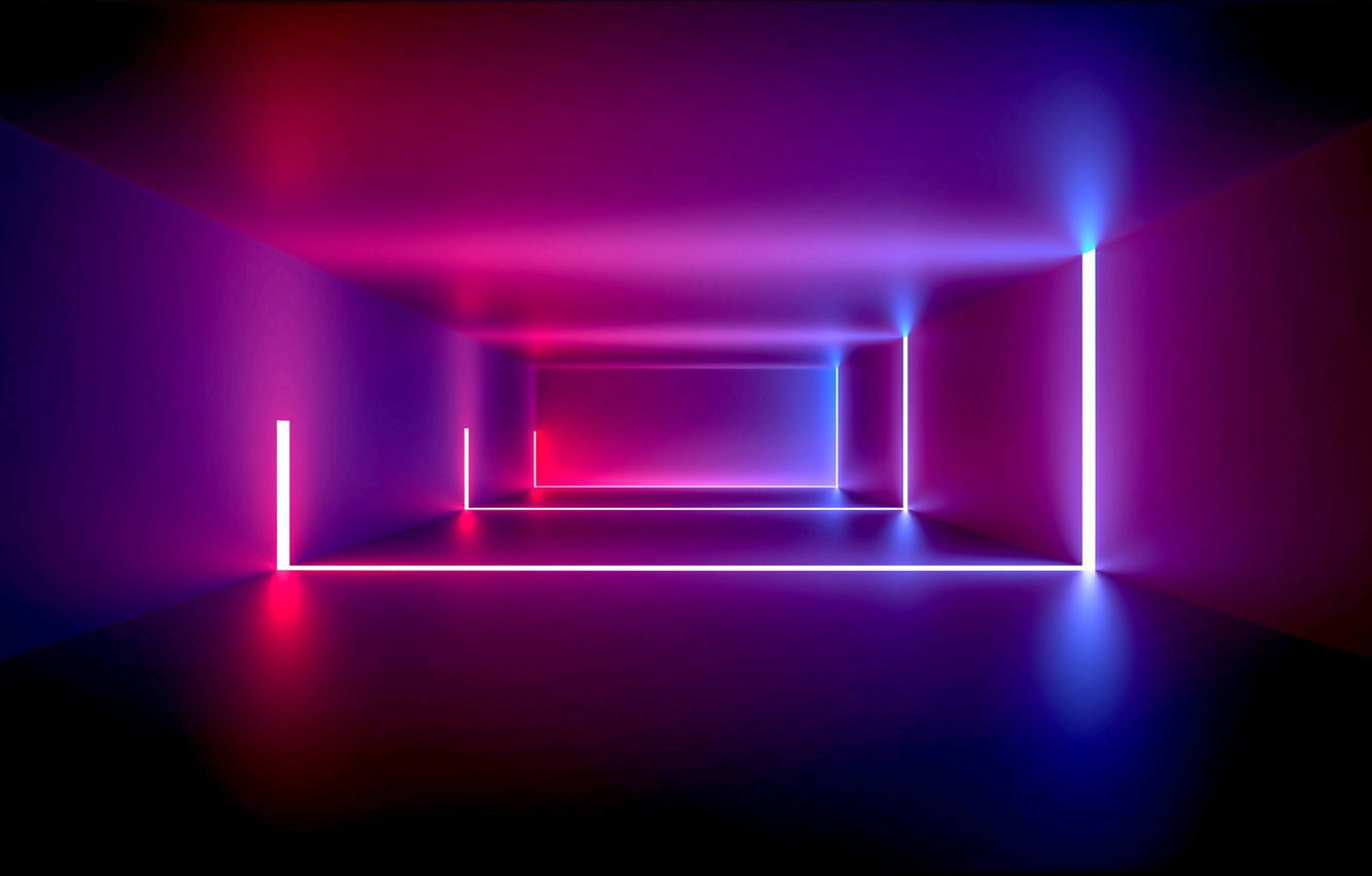 Red And Blue Neon Light Room Wallpaper