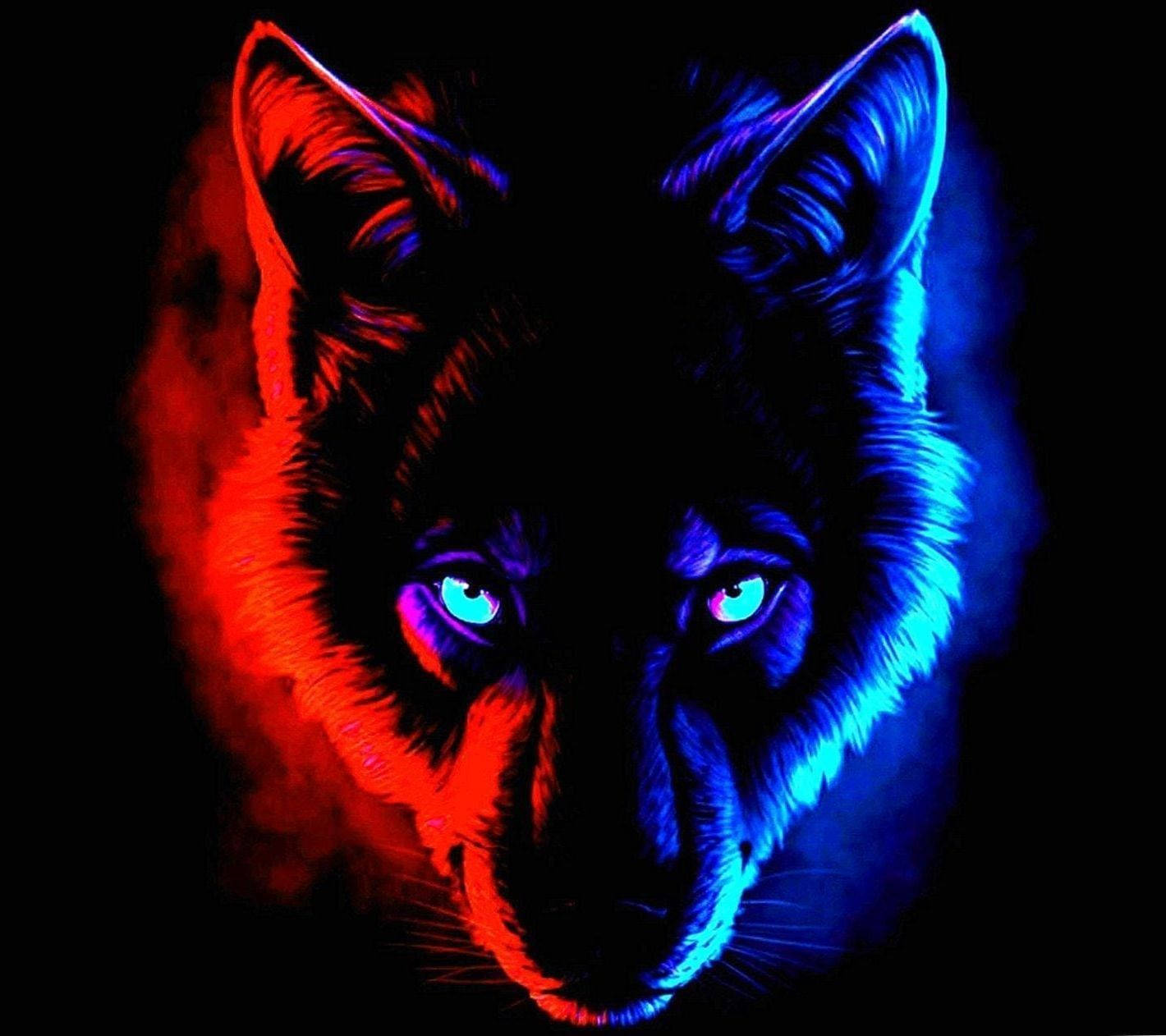 Red And Blue Wolf Art Wallpaper