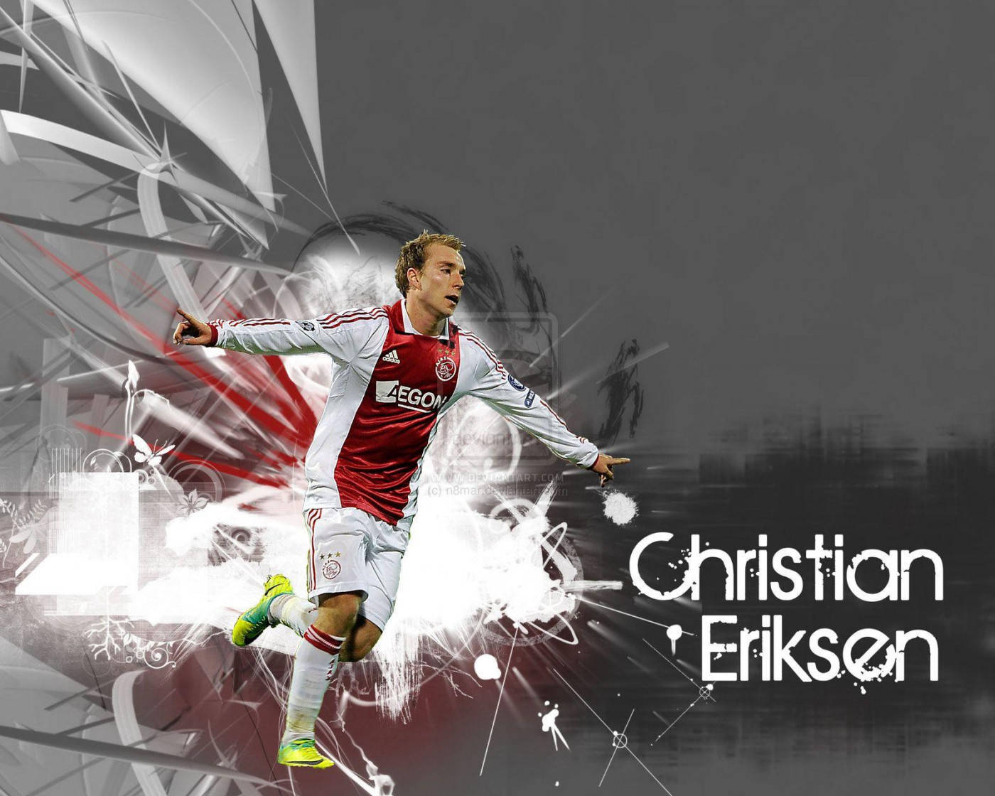 Red And White Christian Eriksen Fan Art Edit Wallpaper