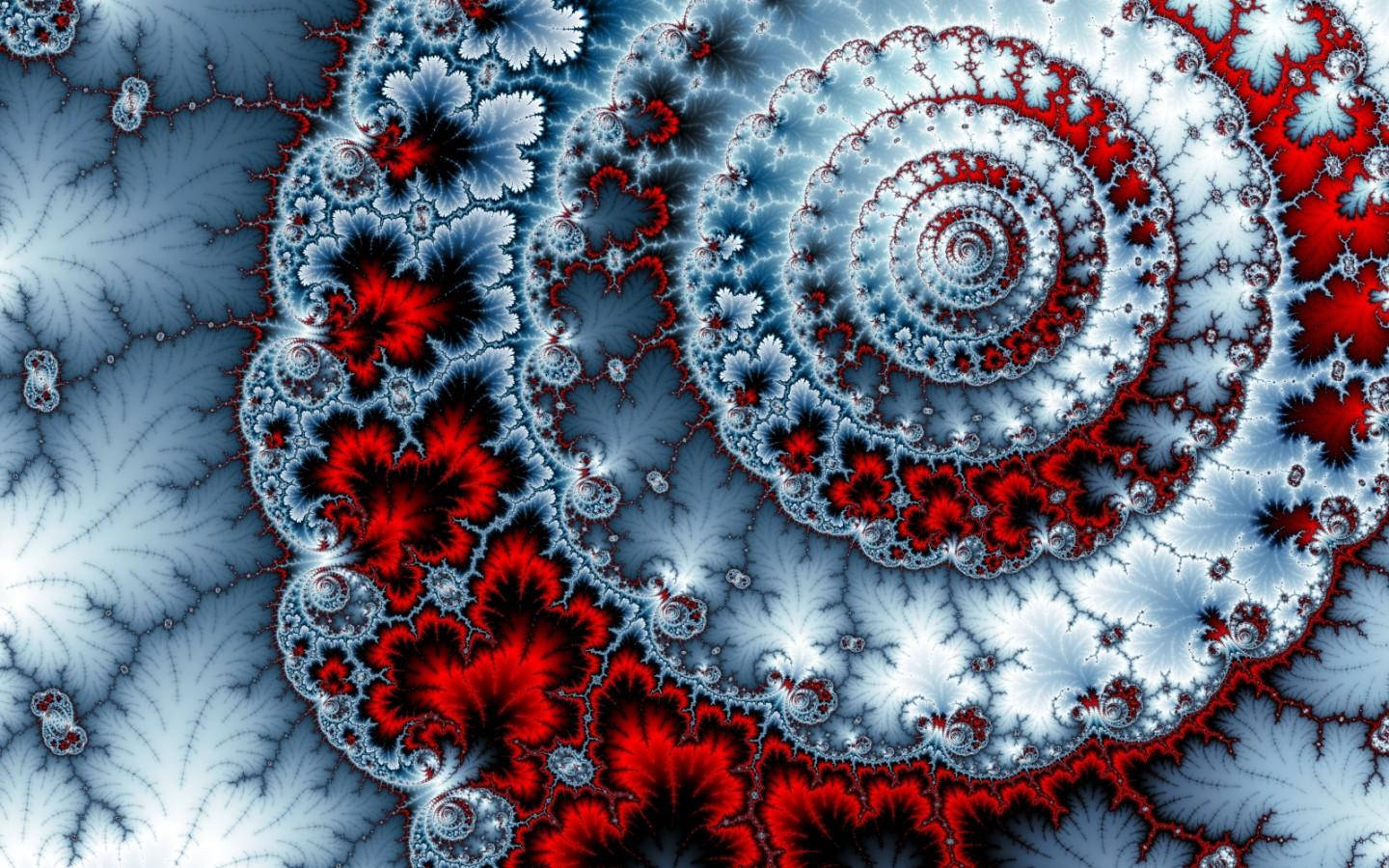 Red And White Spiral Leaf Art Wallpaper