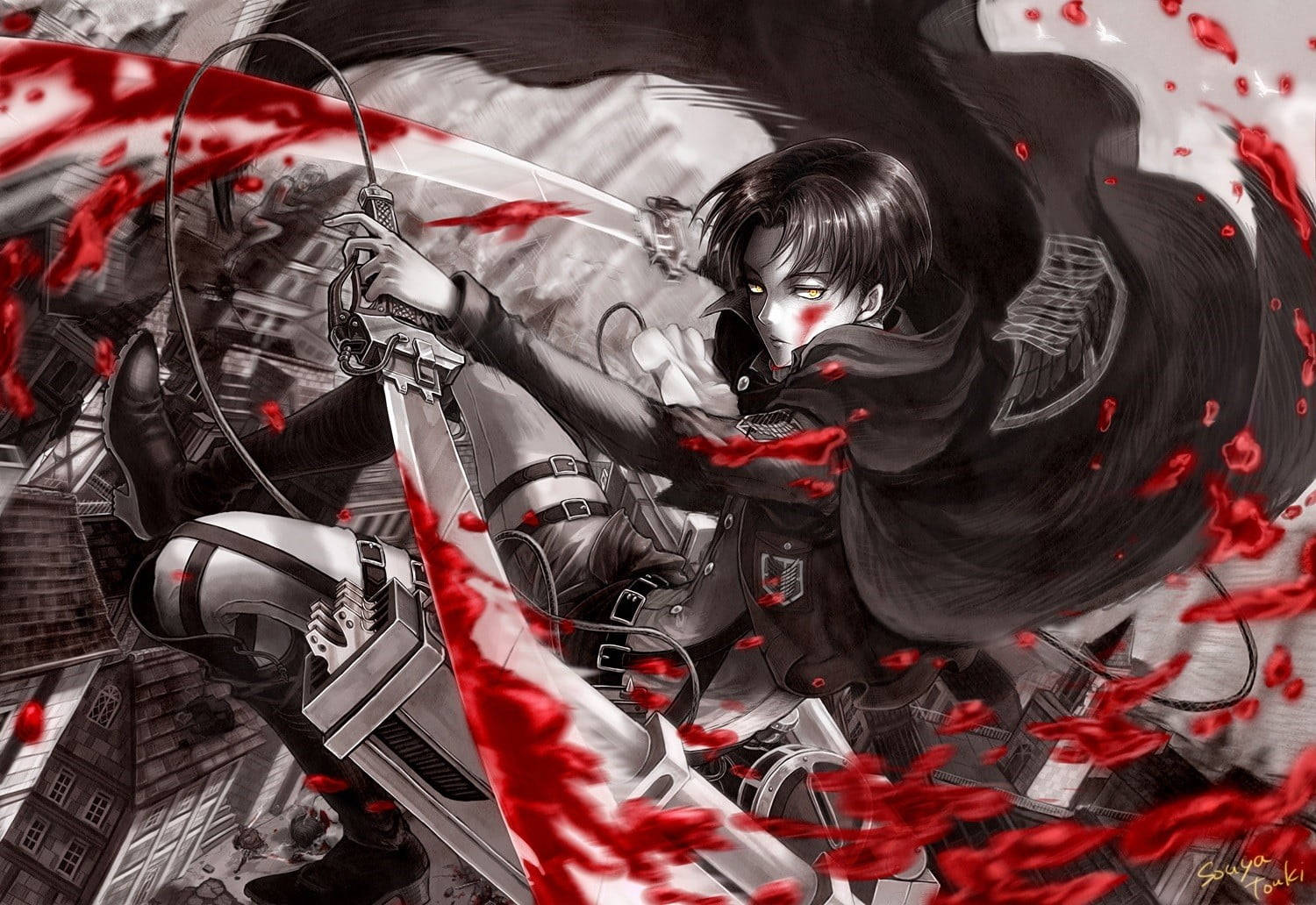 Red Anime Bloody Attack Wallpaper