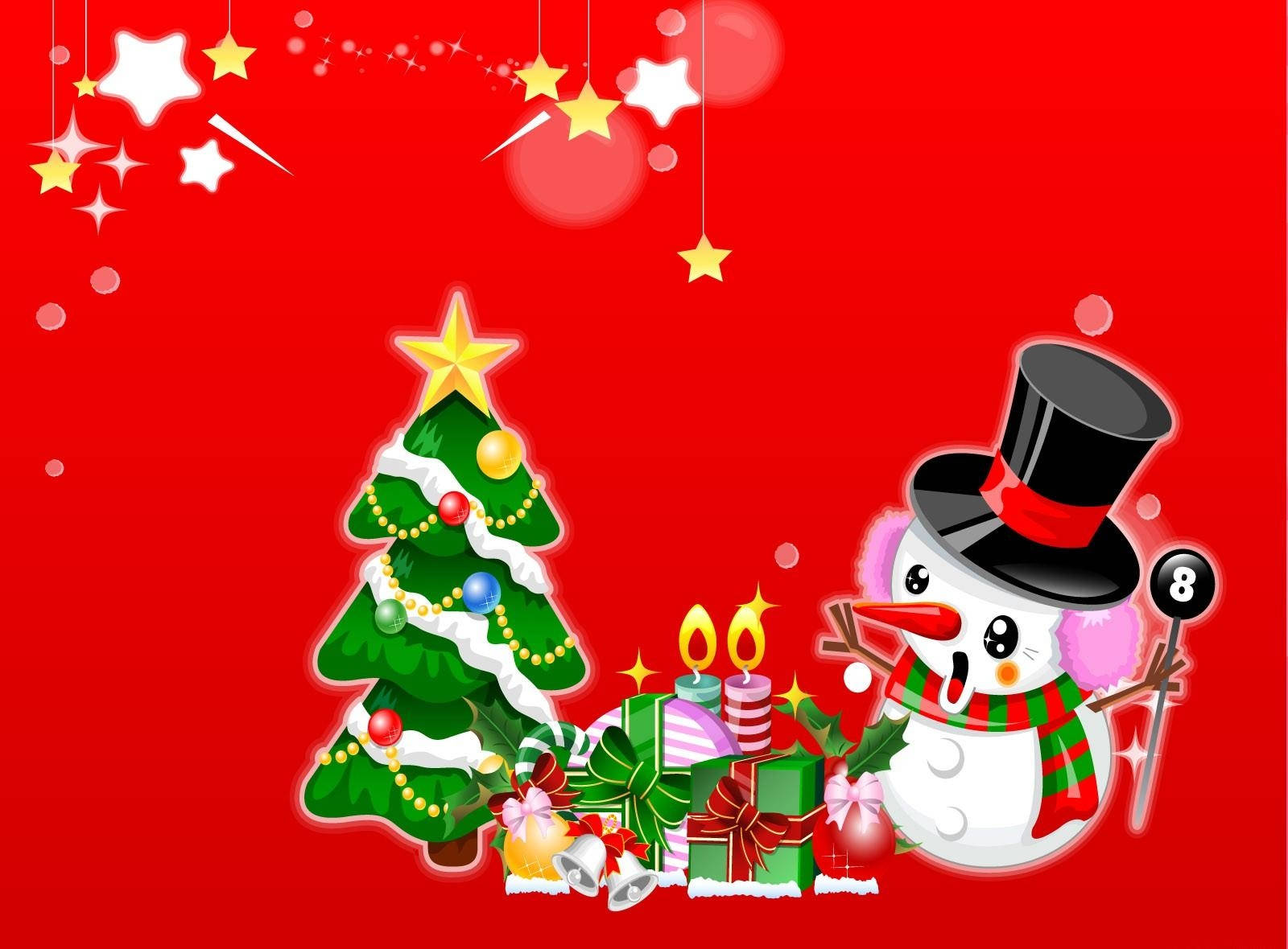 Red Christmas Snowman Wallpaper