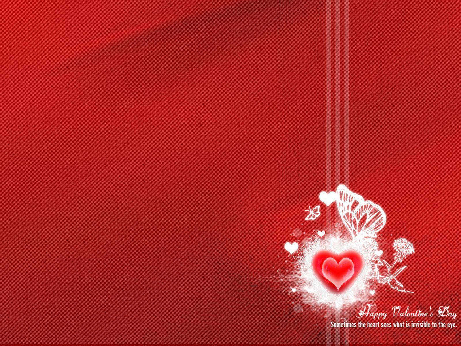 Red Color Heart With Butterfly Wallpaper