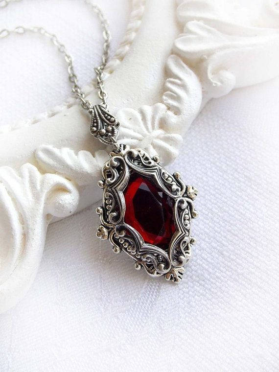 Red Crystal Medieval Necklace Wallpaper