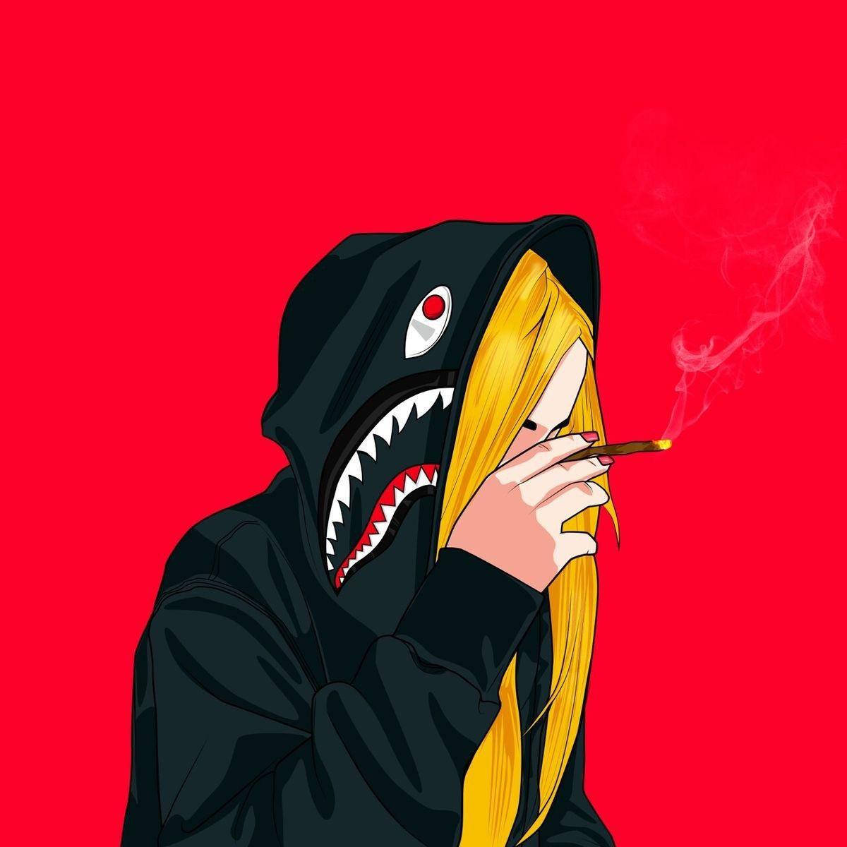 Red Dope Shark Bape Hoodie Wallpaper