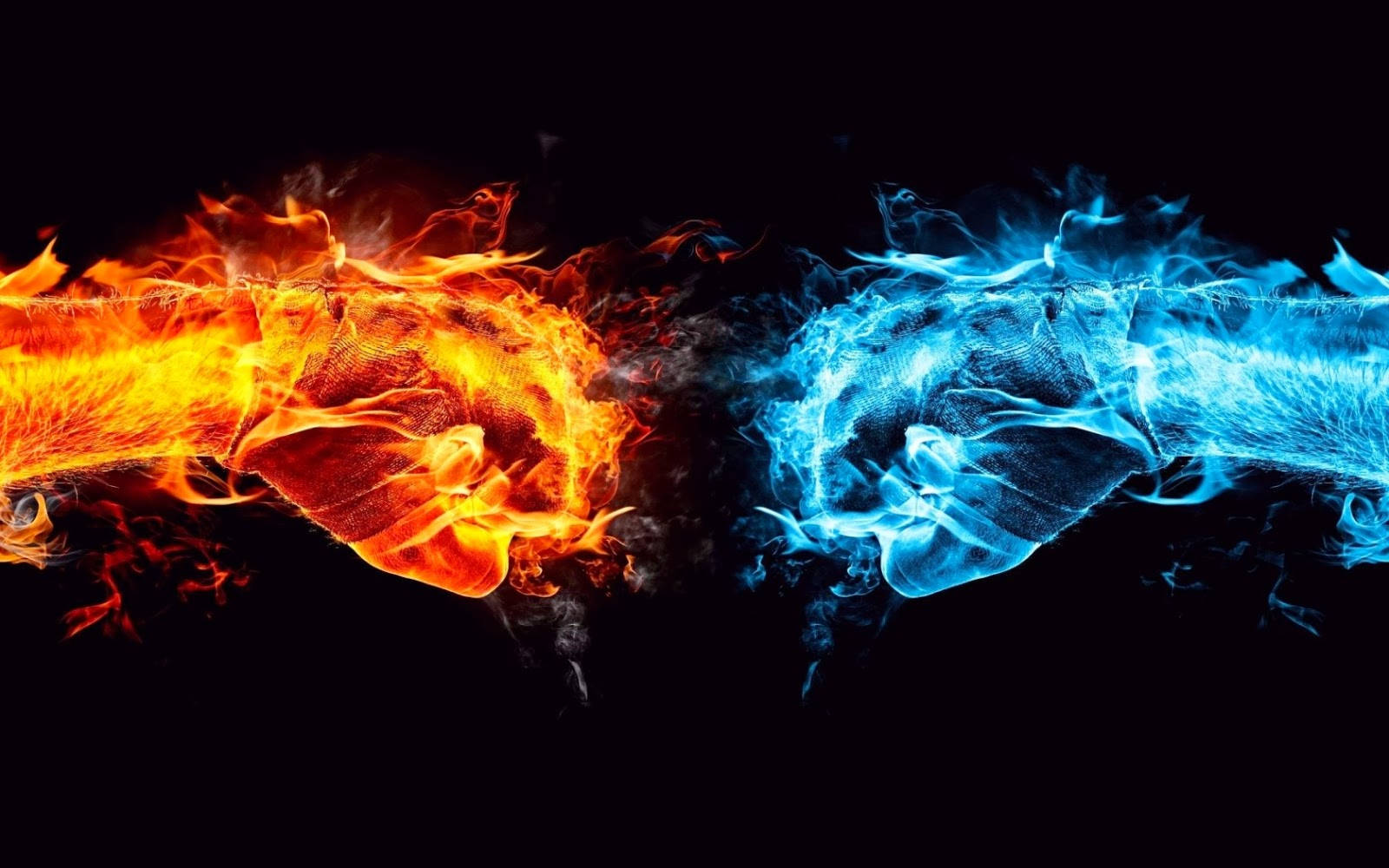 Red Fire Fist Bumping Wallpaper