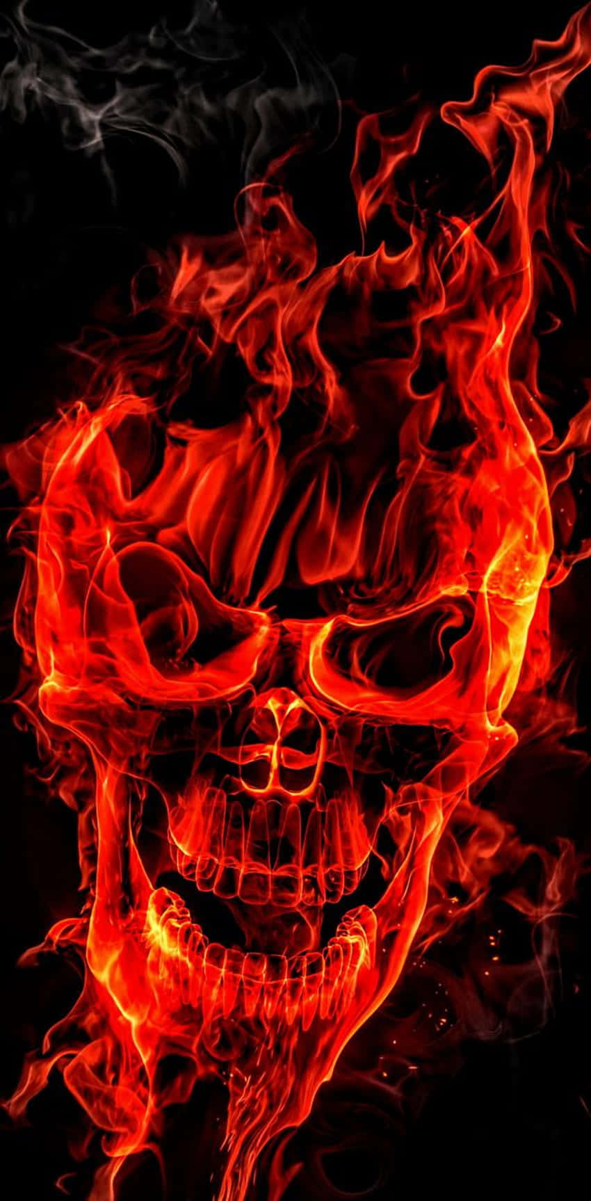 Red Flaming Skull Phone Wallpaper