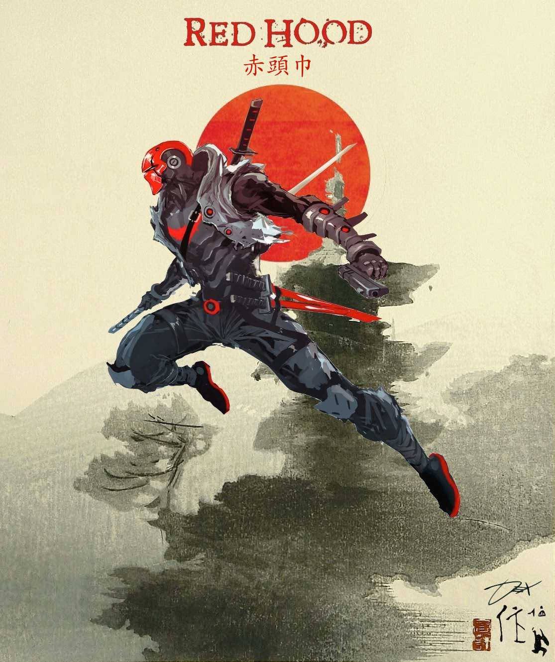 Red Hood Japanese Style Wallpaper