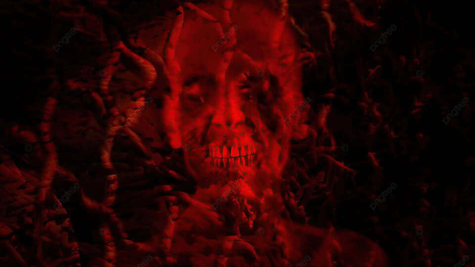 Red Hued Skull Horror Wallpaper