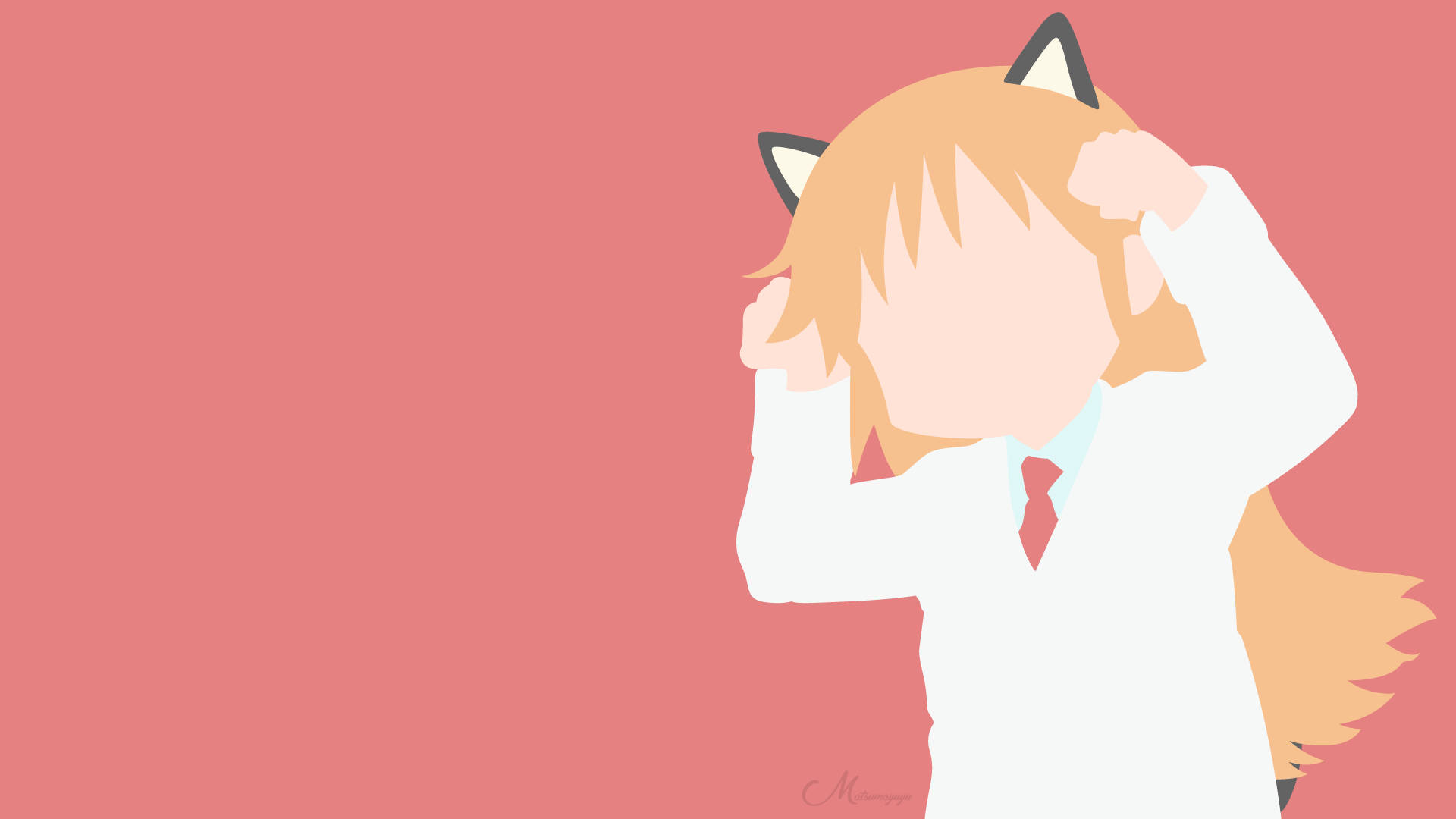 Download free Red Minimalist Nichijou Hakase Cat Wallpaper - MrWallpaper.com