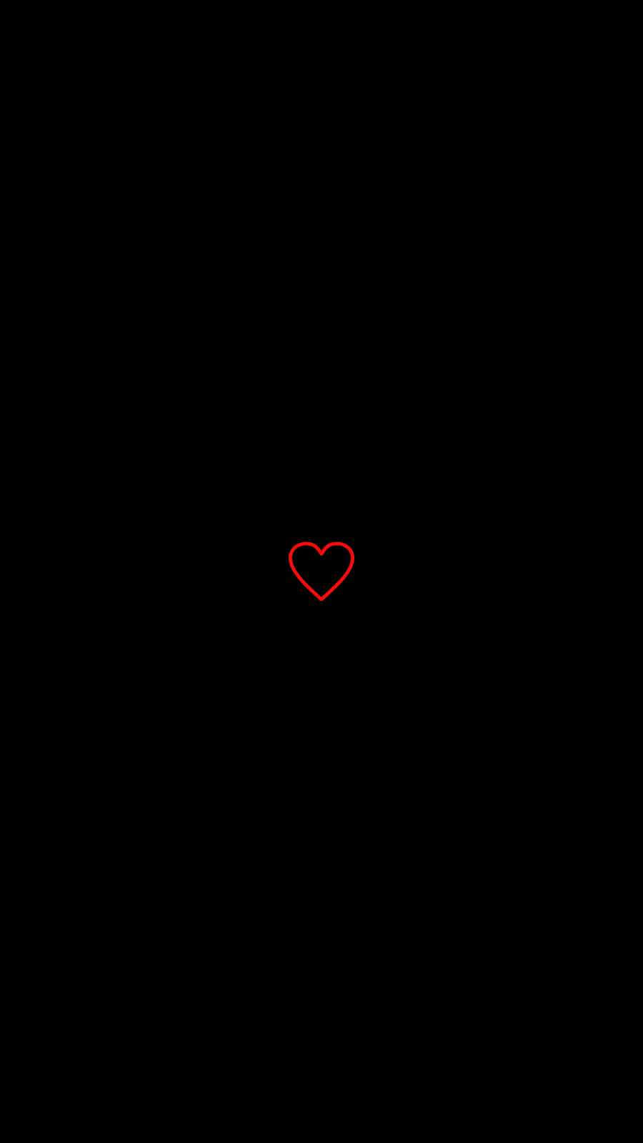 Red Outline Black Heart Iphone Wallpaper