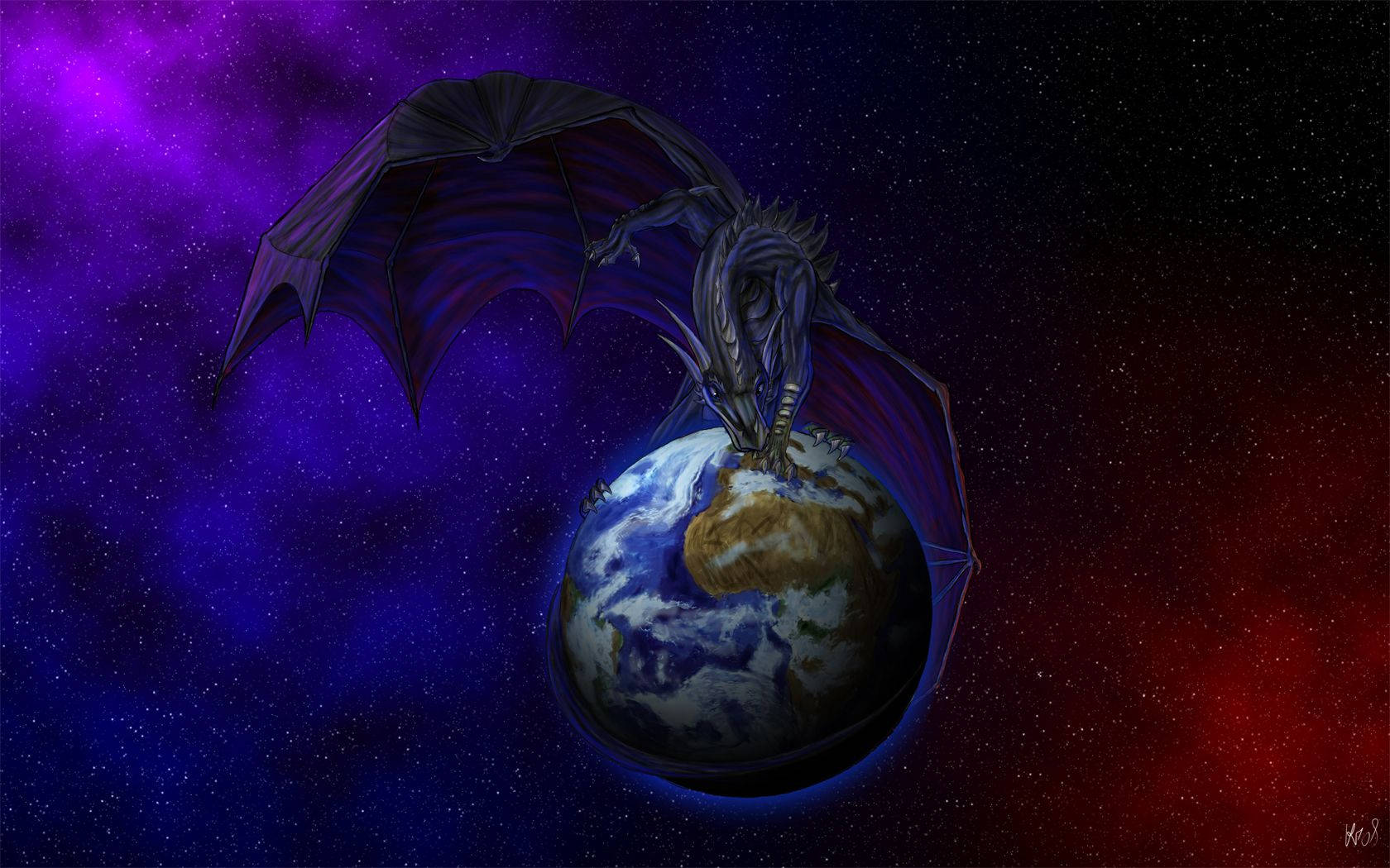 Red Purple Earth Dragon Wallpaper