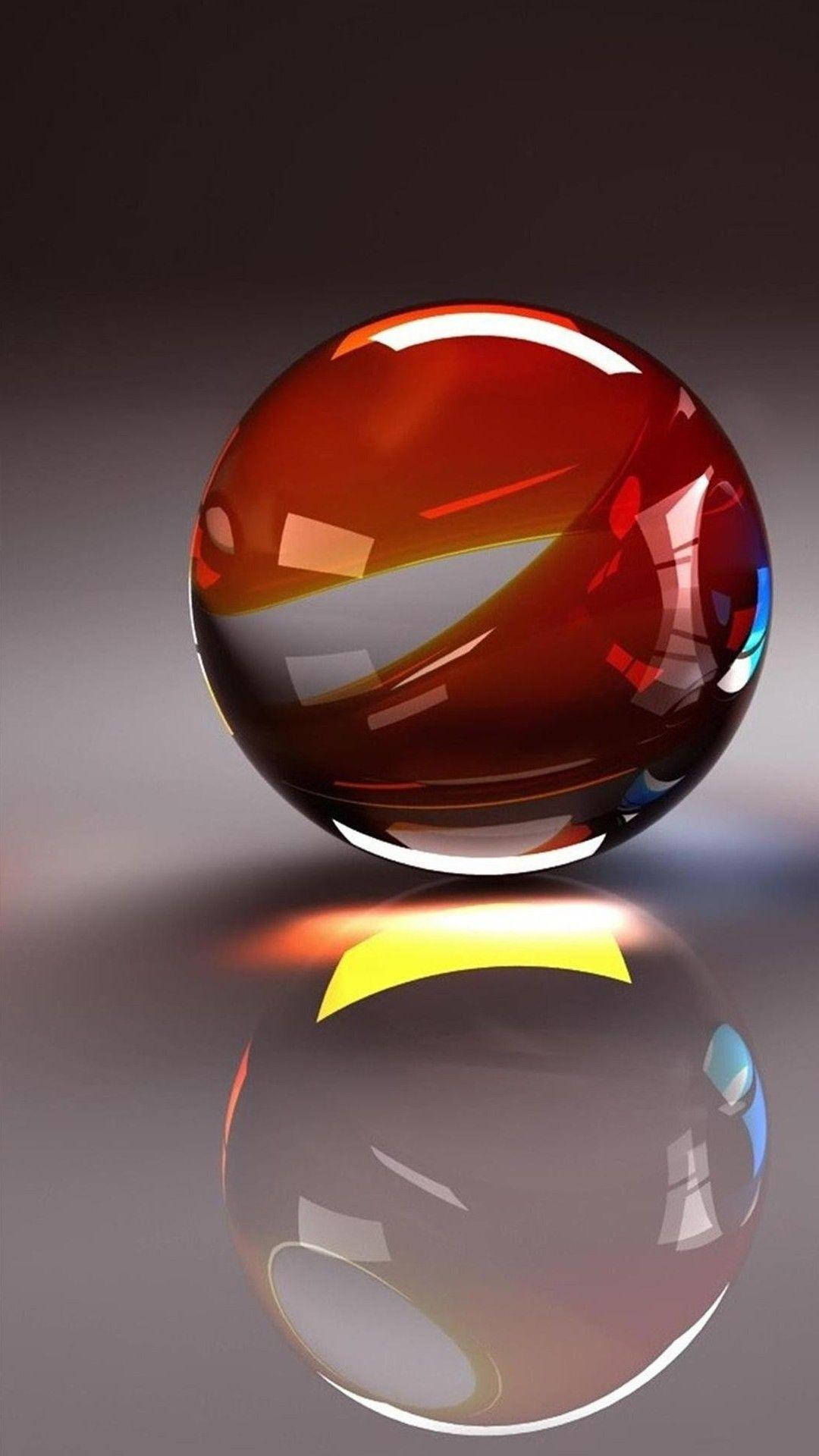 Red Reflecting Ball 3d Android Phone Wallpaper